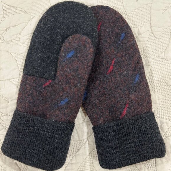 Hand Crafted Accessories - Felted Wool Mittens Handcrafted from Harbour Club Repurposed Sweater.